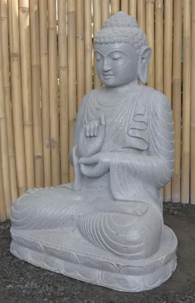Product image 3 of the product “Seated Buddha, position Dharmachakra, 70 x 54 x 100 cm, riverstone grey ”